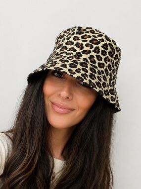 Leopard Print Bucket Hat Animal Print Hat Trendy Y2K Boho Street Style Summer